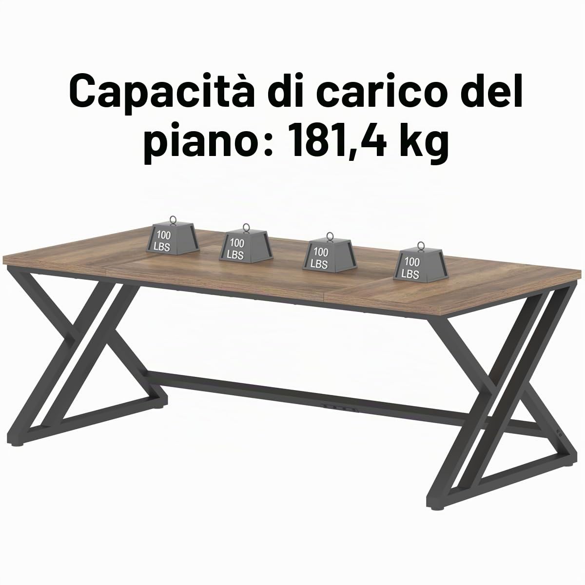 LVB Grande scrivania rustica per computer, industriale extra lunga, scrivania per casa e ufficio, scrivania in legno per scrittura, studio, postazione di lavoro per casa colonica, scrivania per 2
