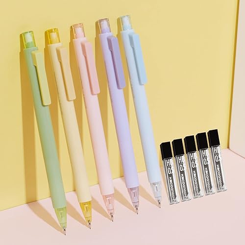 Kaco Juego de lápices mecánicos, 5 lápices pastel de 0.020in con 5 repuestos de plomo HB de 5 tubos (5 piezas, 5 colores mixtos) disponible en Yaxa Colombia