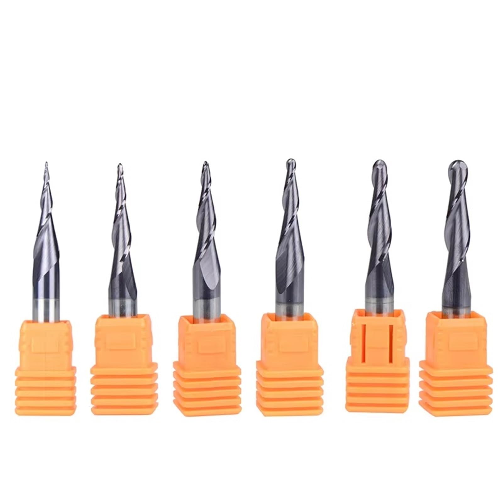 Fresa de extremo carburo sólido punta esférica corte cónico P2BC 20 mm para grabado en madera y metal(6PCS-SET)