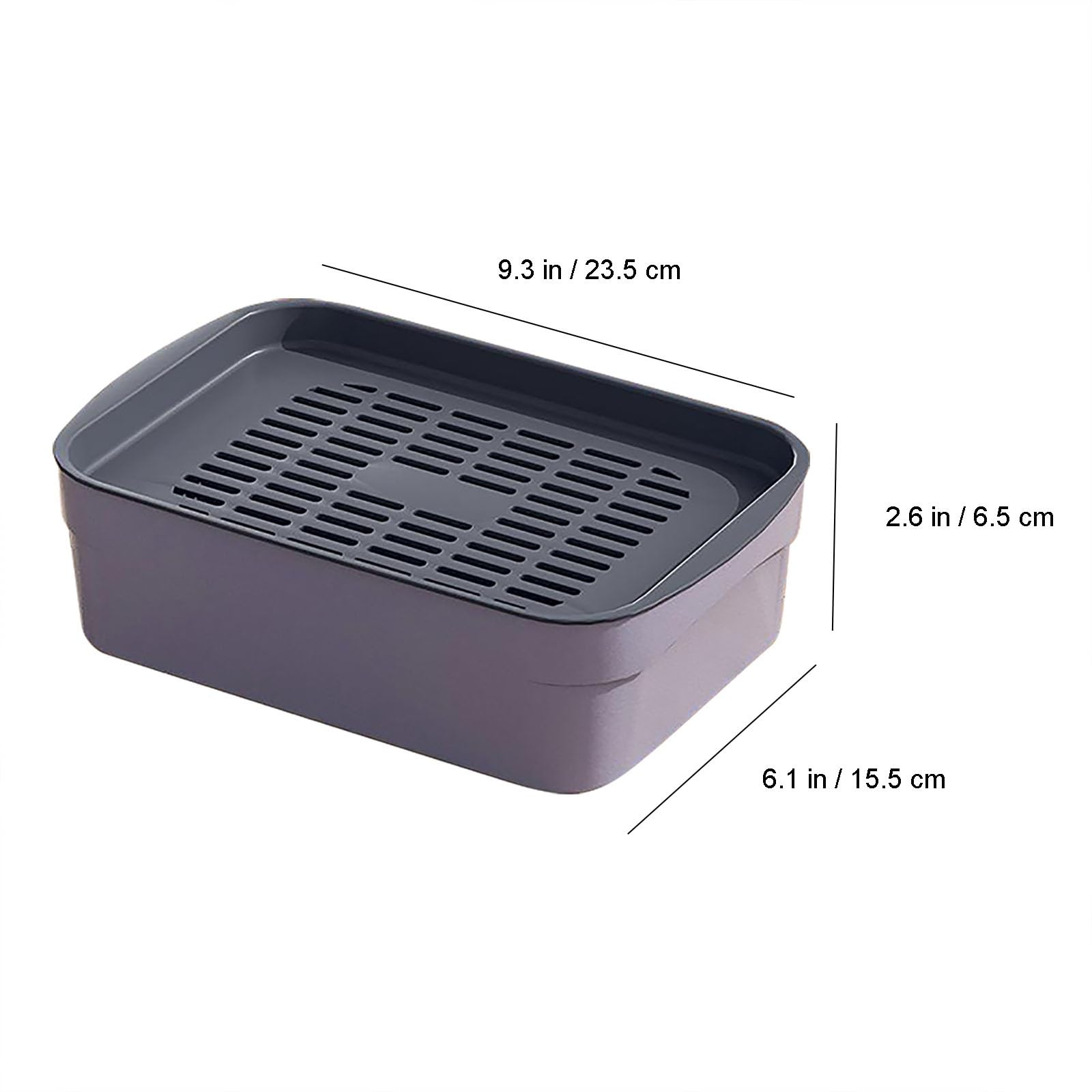 Tragbare Abtropfschale mit Ablaufgitter-Design, Kunststoff-Wasserschale für Zuhause, Büro, Reisen, Tee-Set (grau, 23,5 x 15,5 x 6,5 cm), vielseitig, leicht zu reinigen, Anti-Auslauf-Lösung