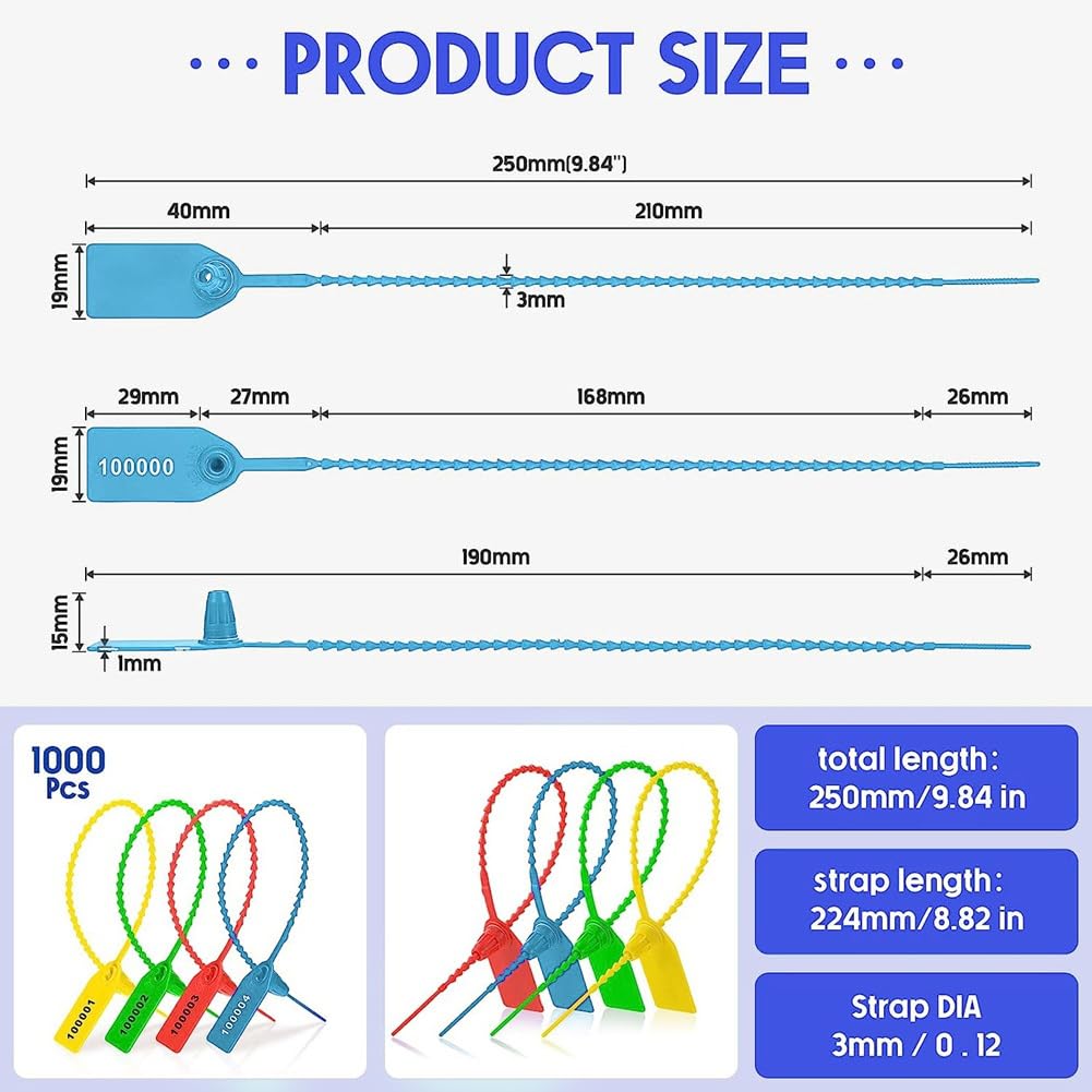1000 Pezzi Sigilli Antimanomissione Plastica Etichette Estintore Etichette di Sicurezza Sigillate Etichette di Sicurezza Numerate (Giallo) (azzurro)
