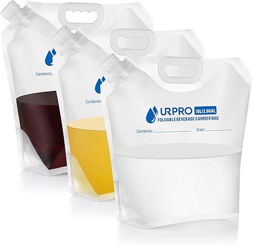 URPRO 3 Packs Water Storage Carrier Bag, Premium Collapsible Container 5L 10L BPA Free Food Grade No-Leak Freezable Foldable for Camping Hiking