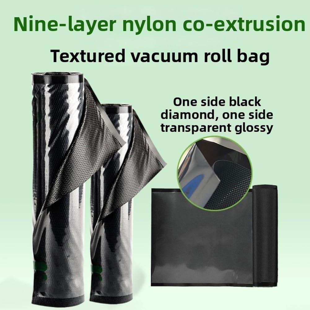Lot de 50 rouleaux de sacs sous vide robustes prédécoupés pour machine à emballer sous vide, prédécoupés et congelés - Noir - 22 x 30 cm - 32 x 1500 cm