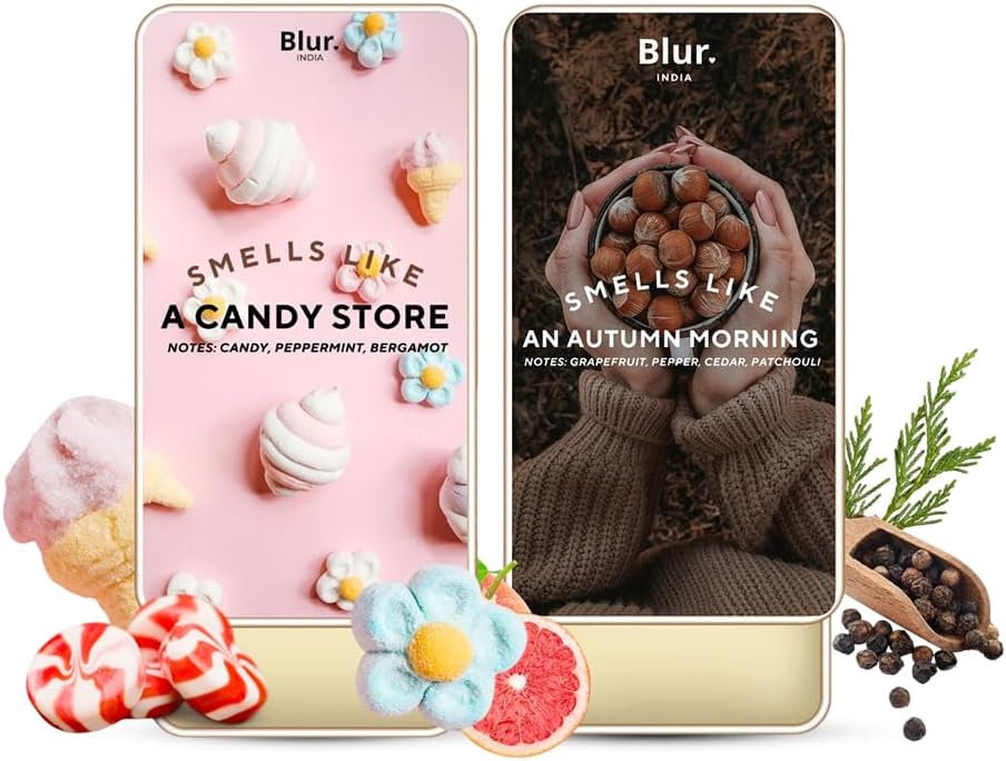 Blur India Solid Perfume | Smells Like Autumn Morning & Candy Store Fragrance | Alcohol Free | Perfume Primer | Safe For Skin | Pack of 2 | Each 10 g