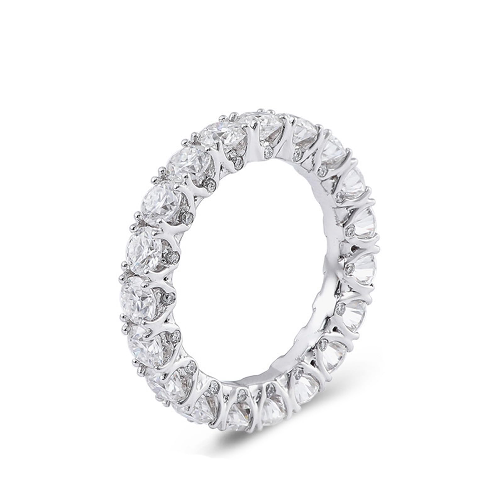 Juego de anillos vintage, anillos de boda de lujo con moissanite redondo para mujer