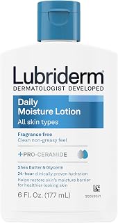 Fragrance Free Daily Moisture Lotion + Pro-Ceramide, Shea Butter & Glycerin, Face, Hand & Body Lotion for Sensitive Skin, Hydrating for Healthier-Looking Skin, 6 fl. oz, Pack of 6