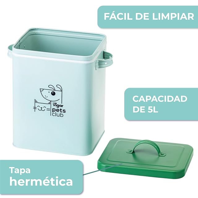 Foto 3 de 7 de VIGAR - Contenedor para Pienso - Colección Pets Club - 23,5 x 16,5 x 26 cm - 5 l - Pequeño