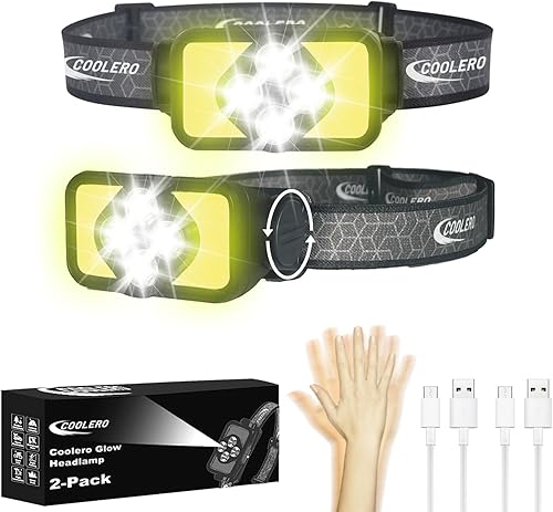 Linterna de faro delantero, 1500 lúmenes, linterna LED brillante recargable con luz blanca y roja, lámpara frontal con sensor de movimiento,