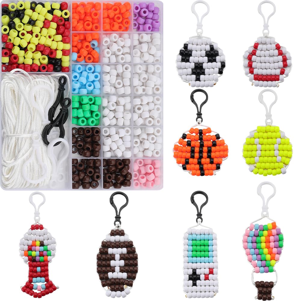 Kit fabrication porte-clés perles poney football tennis 8mm
