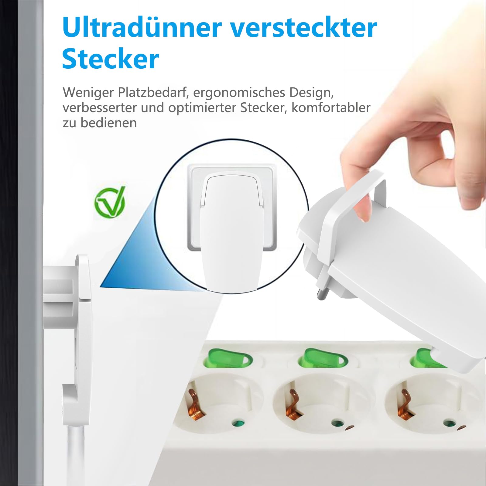 Spina Schuko Piatta 250V - 2 Pezzi, Ultra Piatta, Per Cavi 1.5mm², Con Messa A Terra, Materiale Ignifugo - Foto 4