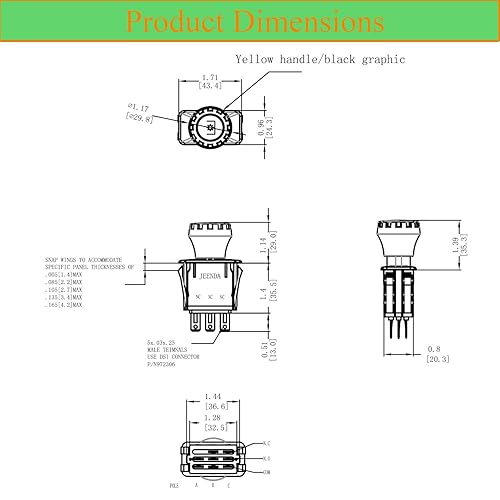 Miniatura 6 de JEENDA Interruptor de toma de fuerza LVA21438 AM127393 AM124140, 2 posiciones, 8 terminales, botón pulsador, amarillo, compatible con John Deere