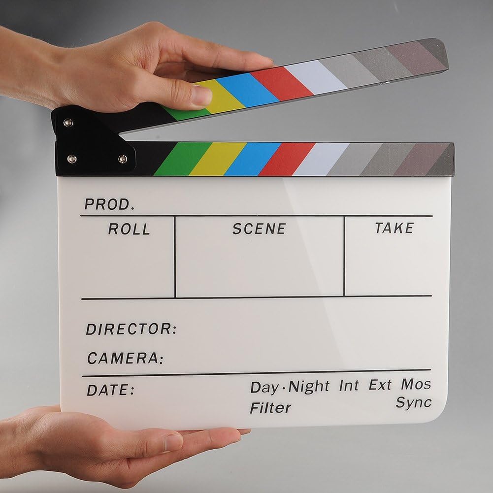 Colorful Acrylic Clapboard TV Movie Video Film Action Clapperboard Slate Clap Stick Clapper Board