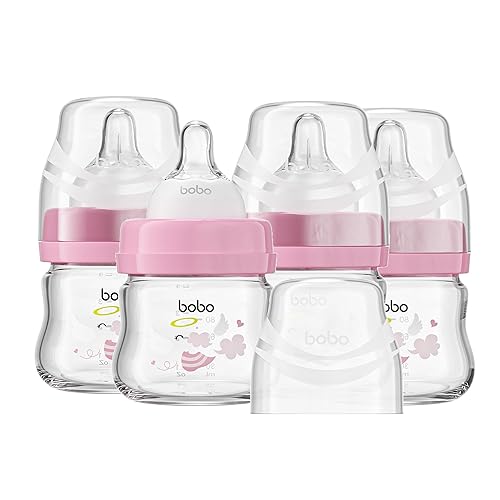 Miniatura 24 de YOHKOH Biberones de vidrio para bebé con tetina de flujo lento, biberones anticólicos para recién nacidos para 0+ meses, biberón de alimentación de