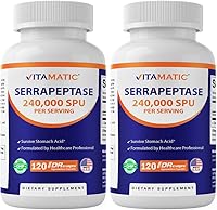 Vista 1 de Vitamatic Serrapeptase 240,000 SPU Servings, 120 Delayed Released Capsules - Enteric Coated - Non-GMO- Made in The USA (120 Count (Pack of 2))