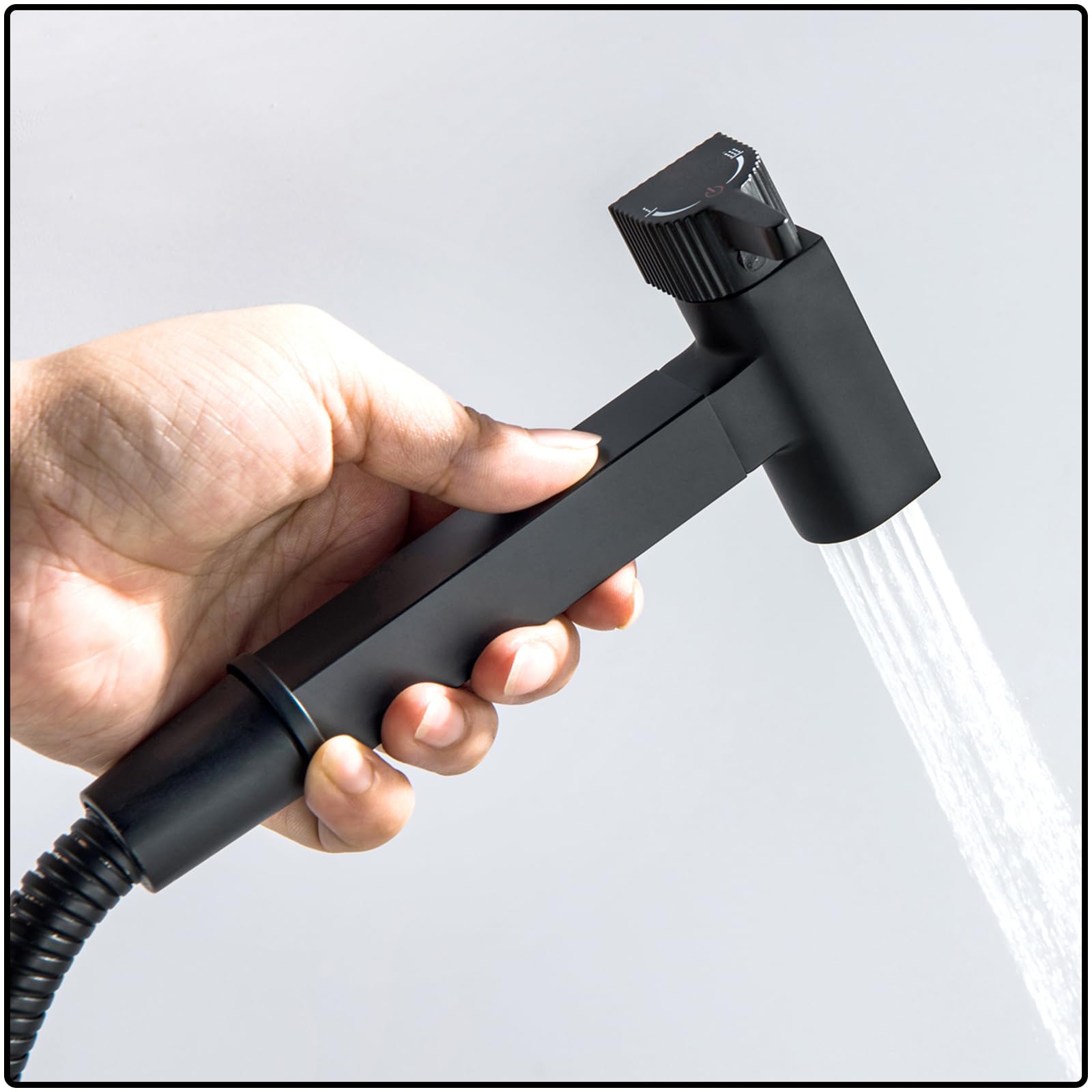 Doccetta per Bidet Nero Spruzzatore per Bidet Ottone Idroscopino per WC, con Uno Dentro Uno Fuori Valvola ad Angolo, Spruzzatore a Doppia Funzione in Ottone, 1.2M Tubo Doccia