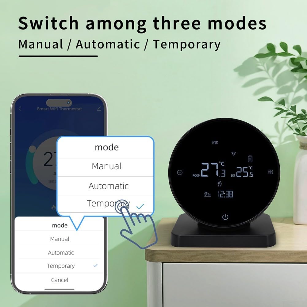 Termostato senza fili della stanza per il monitor della temperatura di precisione del riscaldamento del pavimento di Smart Life App per la batteria USB 90mm