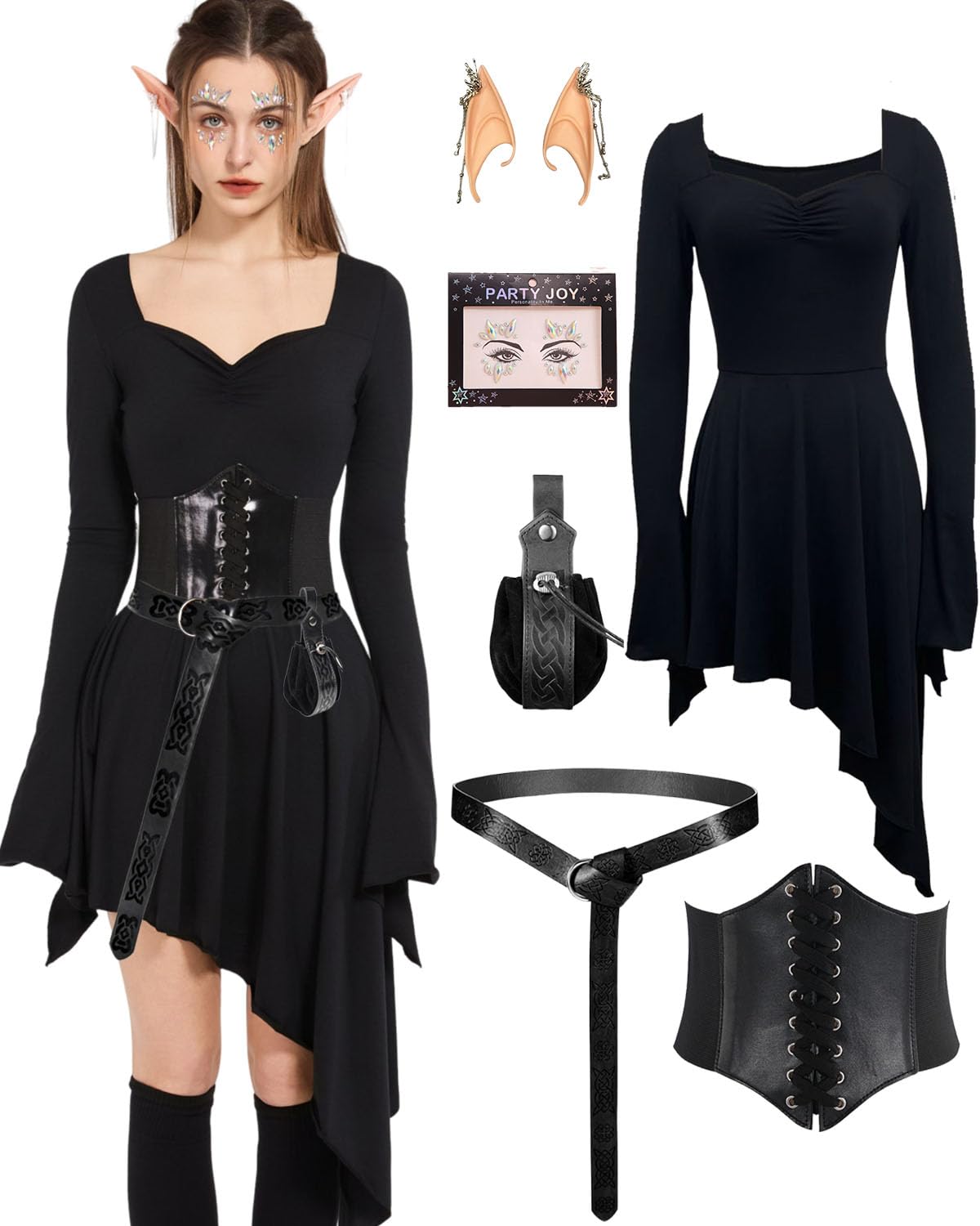Kasahara Renaissance Dress Medieval Costume Dress For Women With Belt
