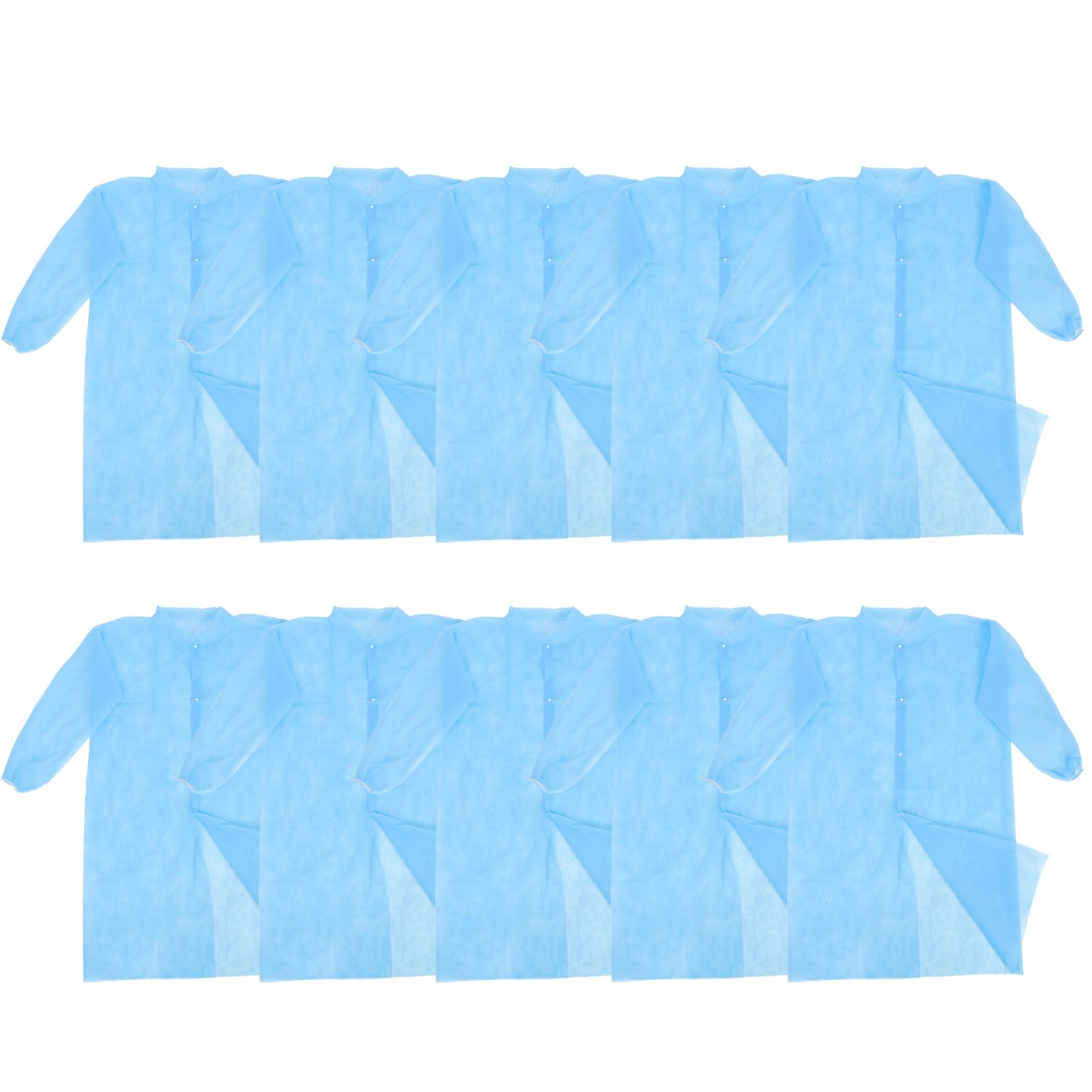 10 Camici Monouso per Adulti Non Tessuto Bottoni, Tute Protettive da Laboratorio Unisex 3xl, Grembiuli Usa e Getta Leggeri e Traspiranti per Ambienti di Lavoro Controllati