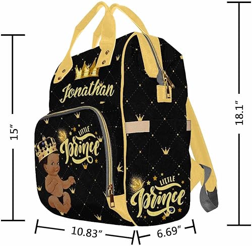 Miniatura 7 de InterestPrint Bolsa de pañales personalizada con nombre, bolsa de pañales personalizada con nombre, corona de príncipe dorado, bolsa de pañales
