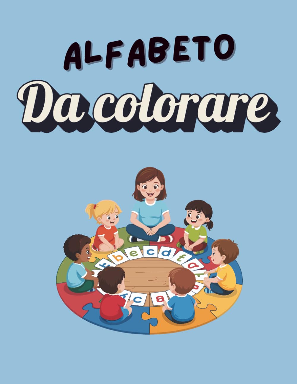 Alfabeto Colora-Iniziali: Impara le Lettere Colorandole abbinate ai Disegni. Formato 8.5"x11" con Pagine Anti-Macchia.