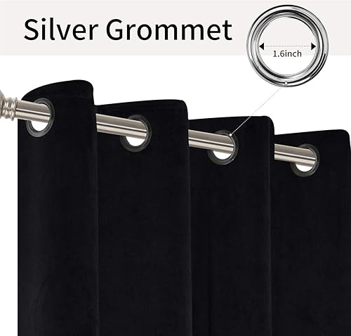 Miniatura 3 de LUSHLEAF Cortinas de terciopelo 100 % opacas para dormitorio o sala de estar, 52 x 63 pulgadas de largo, con aislamiento térmico, ahorro de energía,