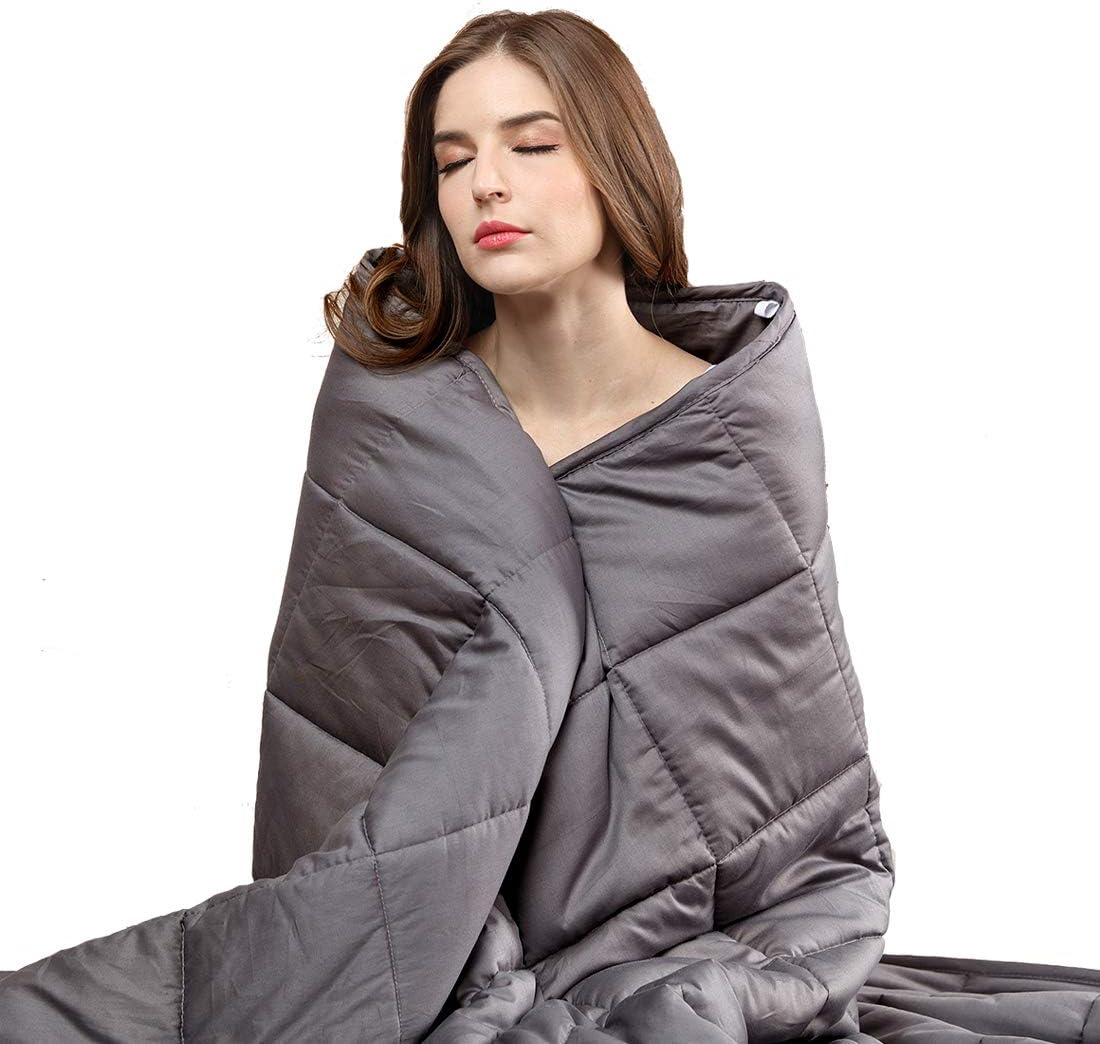 REEPOW Weighted Blanket 25 lbs for Adults Queen Size Bed, Heavy 100% Breathable Cotton Material with Premium Glass Beads - 60 Grey