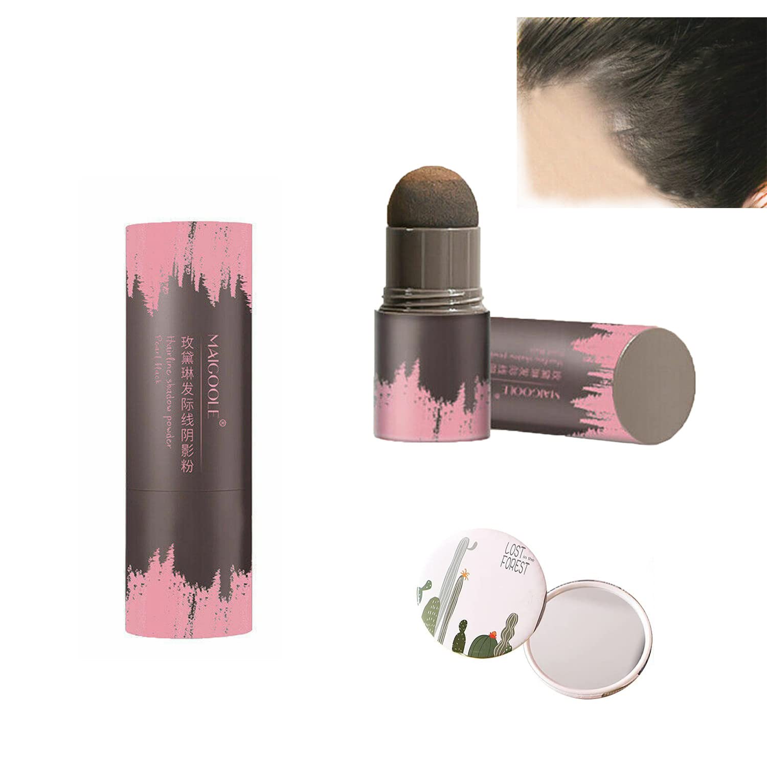 LELEBEAR Hairline Shadow Powder Stick, Natural Modification Hairline Powder Filling Bald, Hair Line Modified Repair Edge Concealer Makeup Tool (Black)