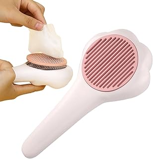 Escova autolimpante para gatos, Pet Dematting Pente Self Cleaning Slicker Brushes, Escovas para animais de estimação de liberação com um clique com alça ergonômica para cães e gatos de pêlo Pengzi