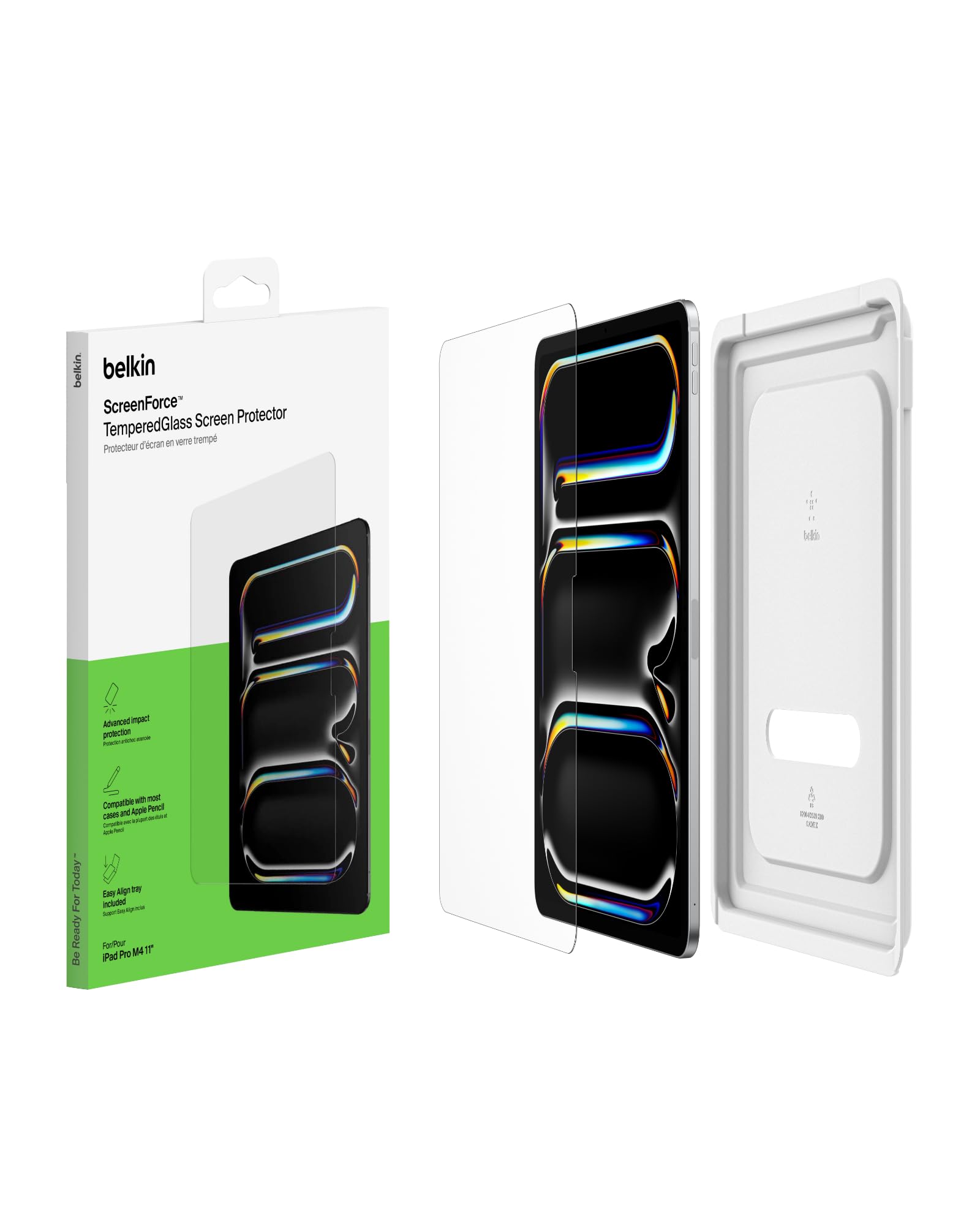 Belkin ScreenForce - Pellicola proteggi schermo in vetro temperato per Apple iPad Pro 11" di settima generazione, sottile, extra resistente, antigraffio, facile installazione, compatibile con custodia