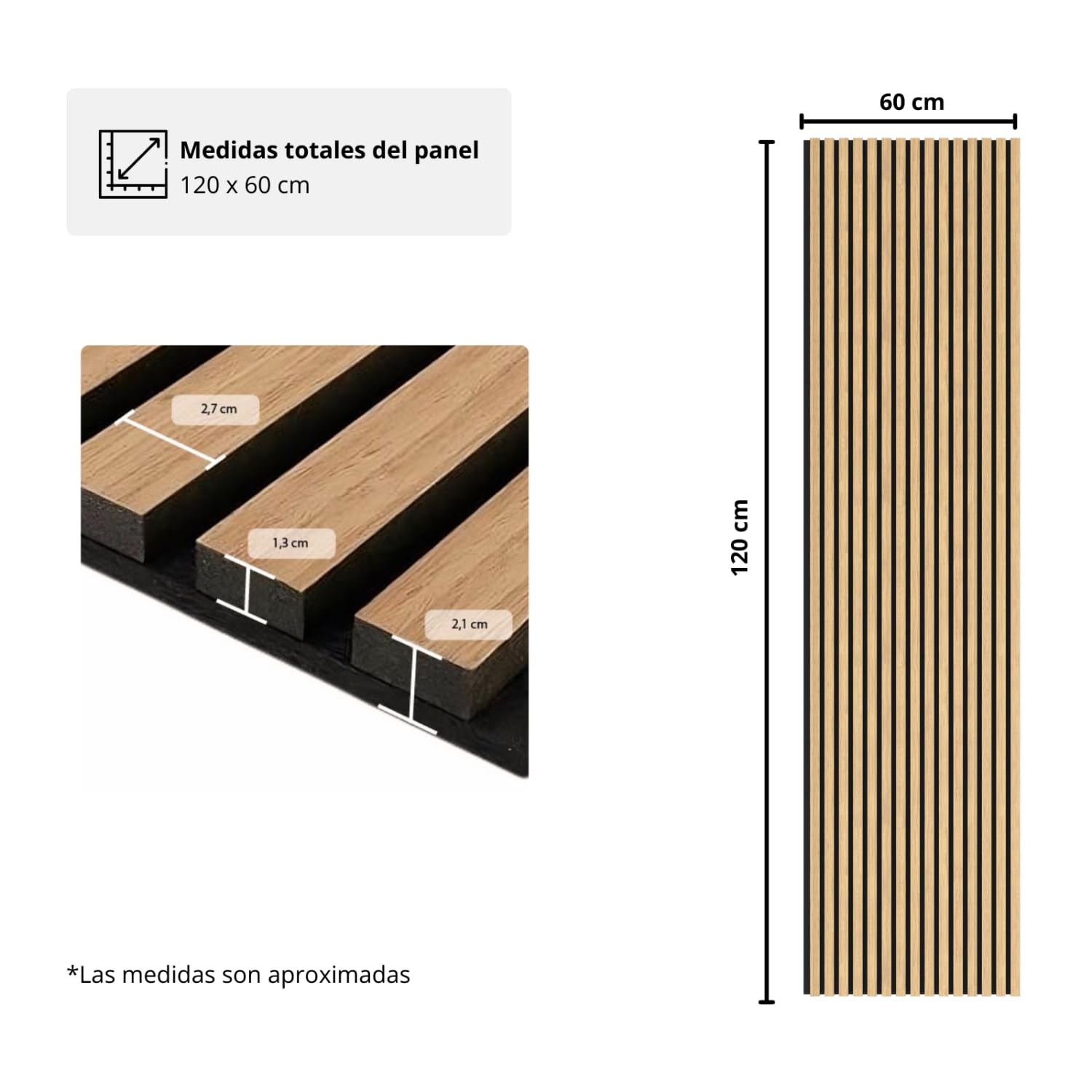 Masquepack – Paneles Acústicos Decorativos de Madera MDF 120x60 cm - Paneles Decorativos para Pared, Absorción de Sonido y Diseño Moderno (120x60 cm - Negro, 1)