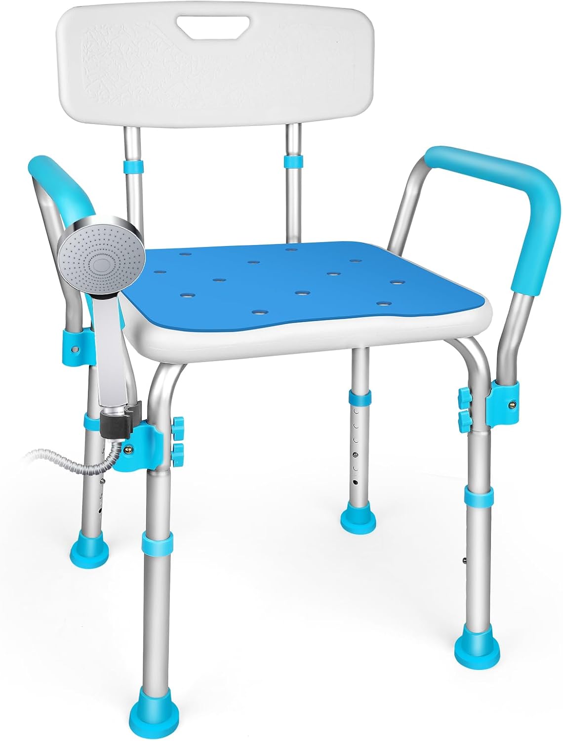 Shower Chair with Arms and Back, Padded Shower Seat for
