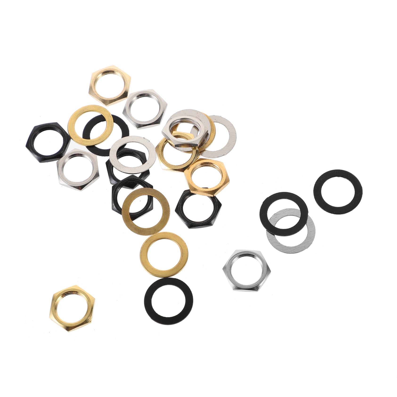 Levemolo Guitar Metal Nuts Washers Set Nut Files Electric Guitar Part Nut for Guitar Jack Nut and Washer Kit