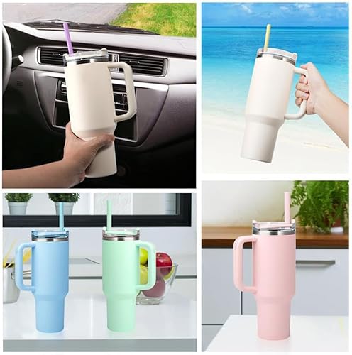 Miniatura 6 de Paquete de 6 popotes de silicona de repuesto, popotes de silicona de 12.2 pulgadas y 40 onzas, pajitas de café helado, pajitas extralargas, popotes