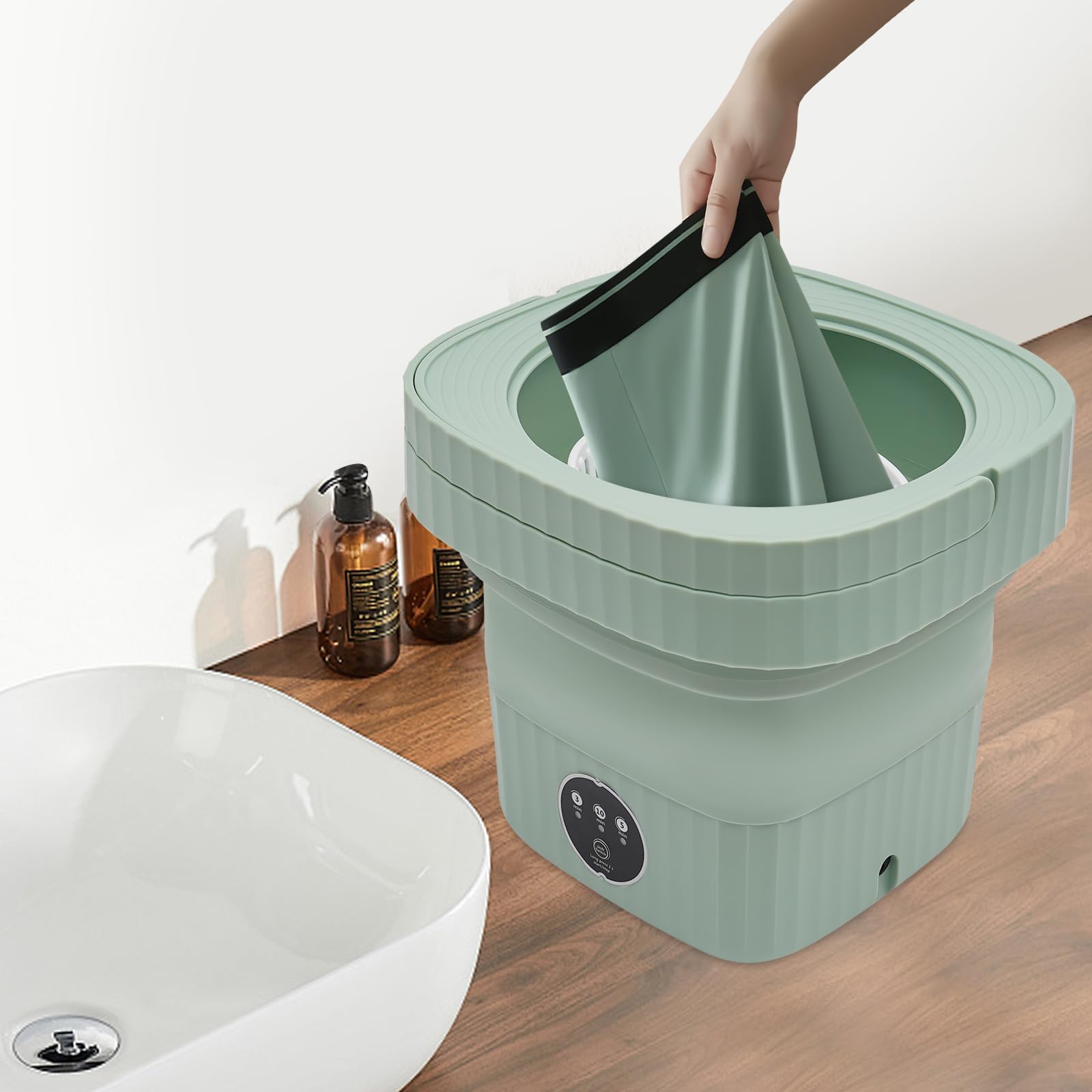 Tragbare 6.5 Liter Faltbare Mini Waschmaschine Waschautomat Reisewaschmaschine Miniwaschmaschine Camping Mobile Small Washing Machine Spezialwaschmaschine Für Intimbekleidung 3 Reinigungsmodi