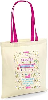 Los Eventos de la Tata. Bolsa Tote Bag con Asa Rosa para regalar a Maestros profesores