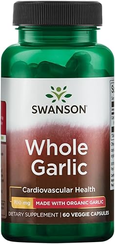 Swanson Hecho con ajo entero orgánico 700 miligramos 60 cápsulas vegetales