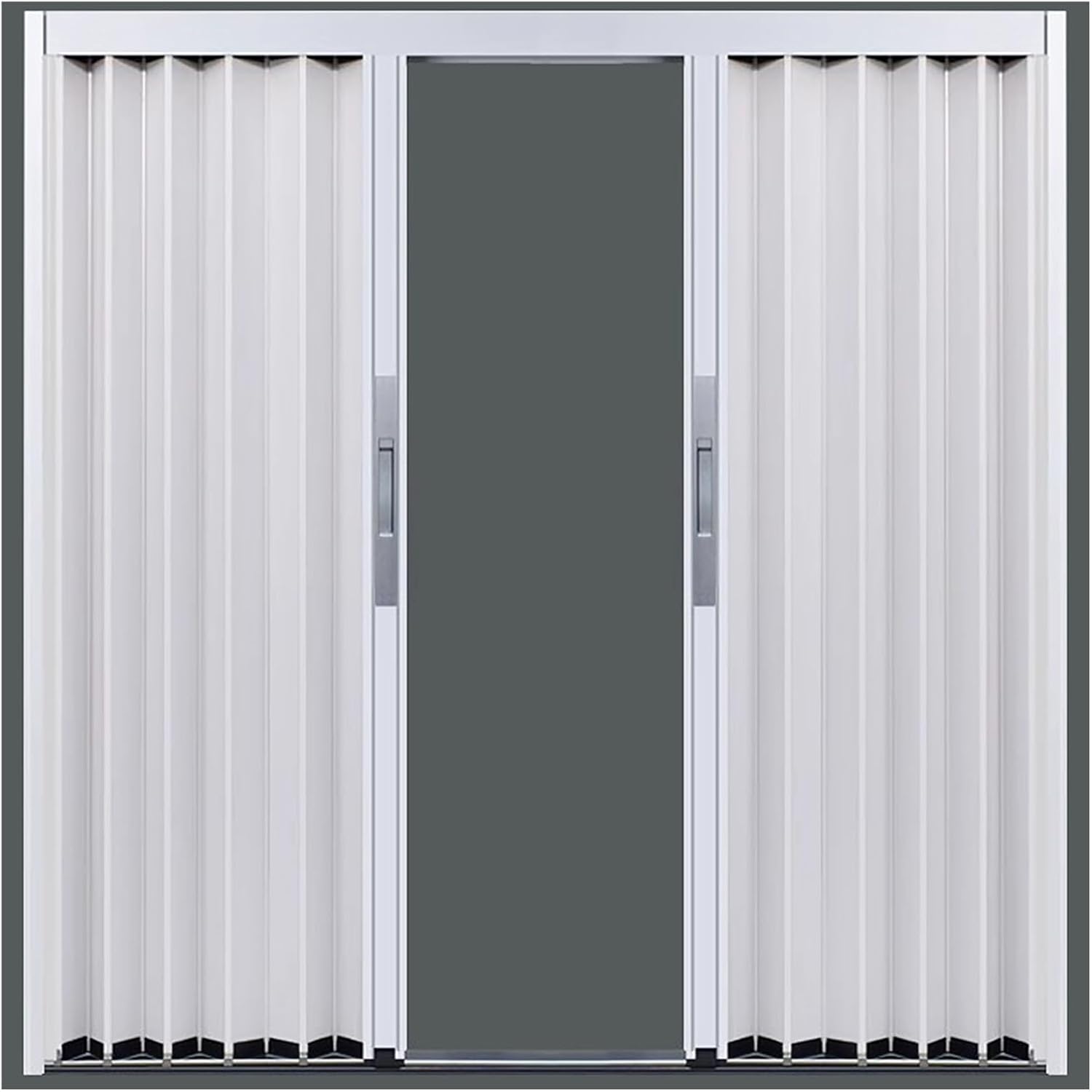 Accordion Door with Lock and Key - White Aluminum Folding Interior Door for Kitchen, Bathroom, Laundry Room, or Front Entrance, Sliding Design