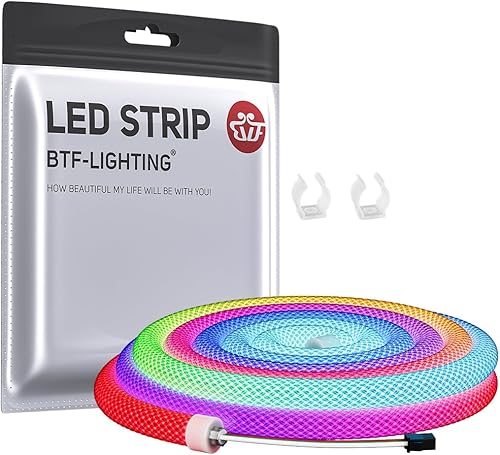 Miniatura 10 de BTF-LIGHTING 9.8 pies WS2811 WS2812B IC RGB 360 Grados Tira LED de Colores Neon Flexible de Silicona de Nylon con Patrón Reticulado IP67 Impermeable