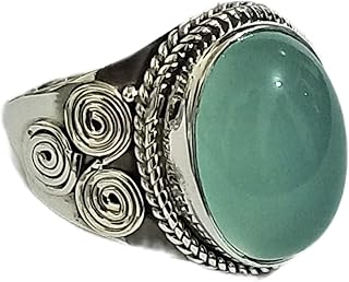 Aqua Chalcedony Ring, Aqua Stone Ring, March Birthstone Ring, Boho Ring, Handmade Ring, Gift For Her, Women Ring Charm Ring, Unisex Ring, Cocktail Ring, Best Gifts Forever, Statement Ring, Hippie Ring, Gypsy Ring, Cabochon Ring, Aqua Chalcedony Jewelry