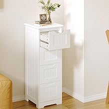 Bealife Armoire de Salle de Bain sur Pied avec 4 Tiroirs - Meuble de Rangement Étroite Idéal pour Salle de Bain, Chambre, Cuisine et Couloir