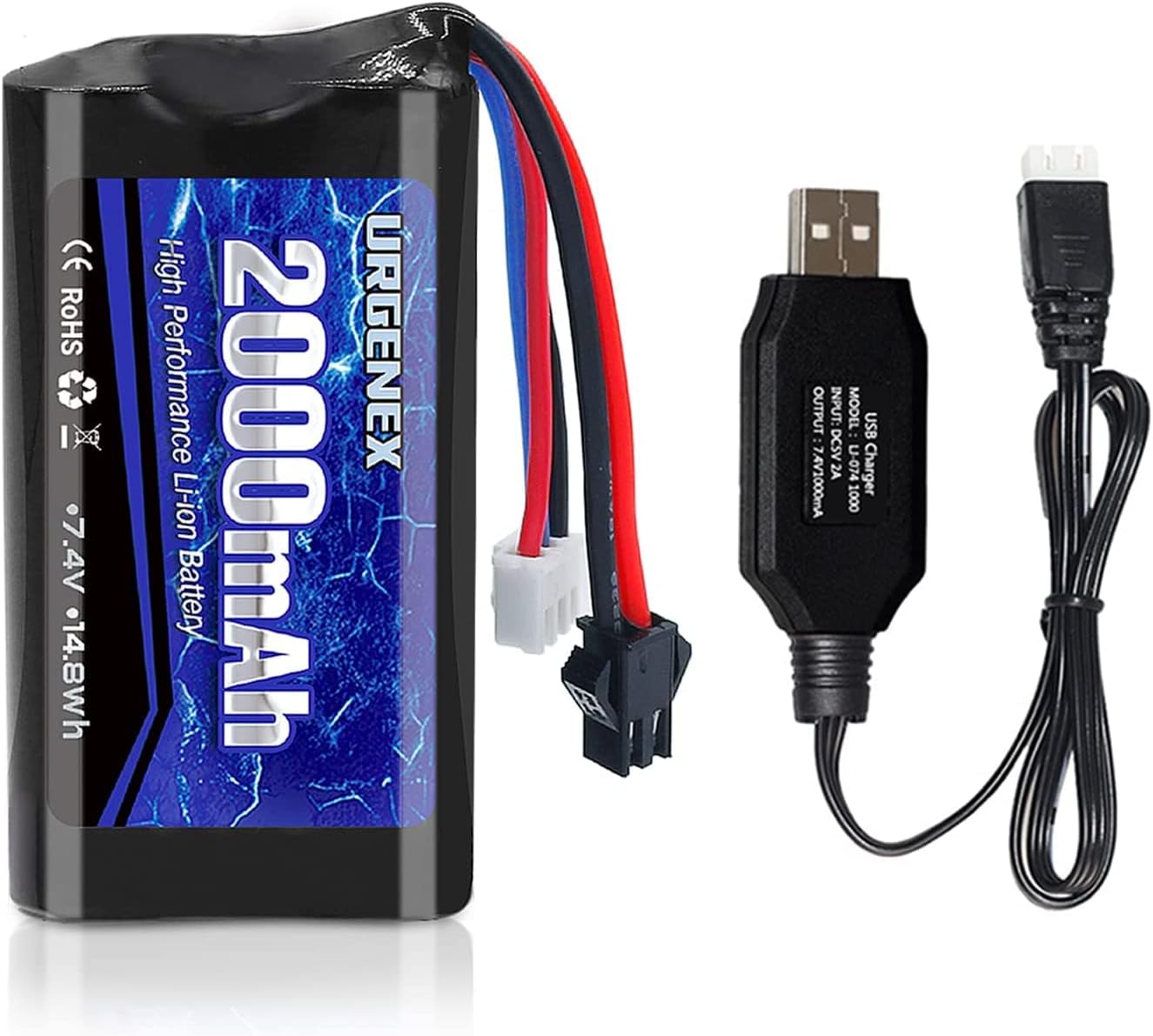 7.4V 3000mAh Li-ion Batterie Mit Ladekabel - Power Für RC Autos & Drohnen