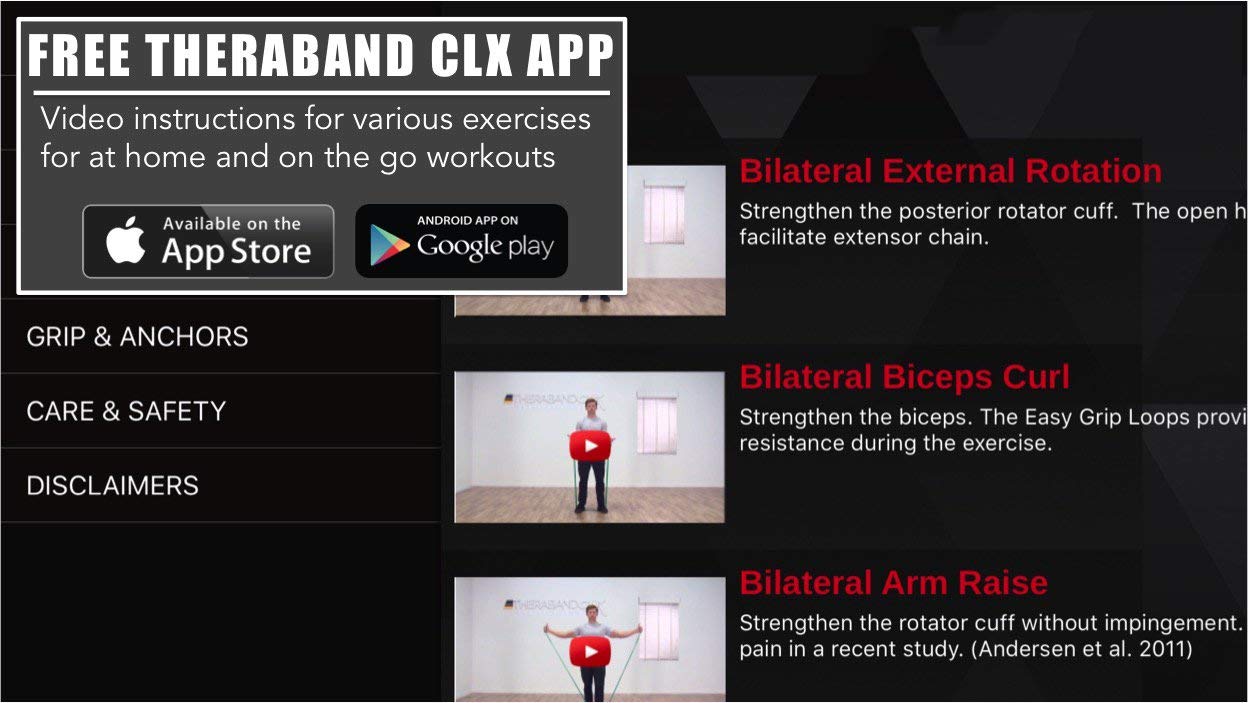THERABAND CLX Banda de resistencia sin látex, Pilates, gimnasio en casa, HIIT, terapia física, equipo de rehabilitación y fitness, 22 metros, plata, súper pesado