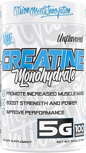 VMI Sports - Polvo monohidrato de creatina sin sabor  Masa muscular  Fuerza  Tamaño  Potencia, 0.18oz por porción (17.64oz)
