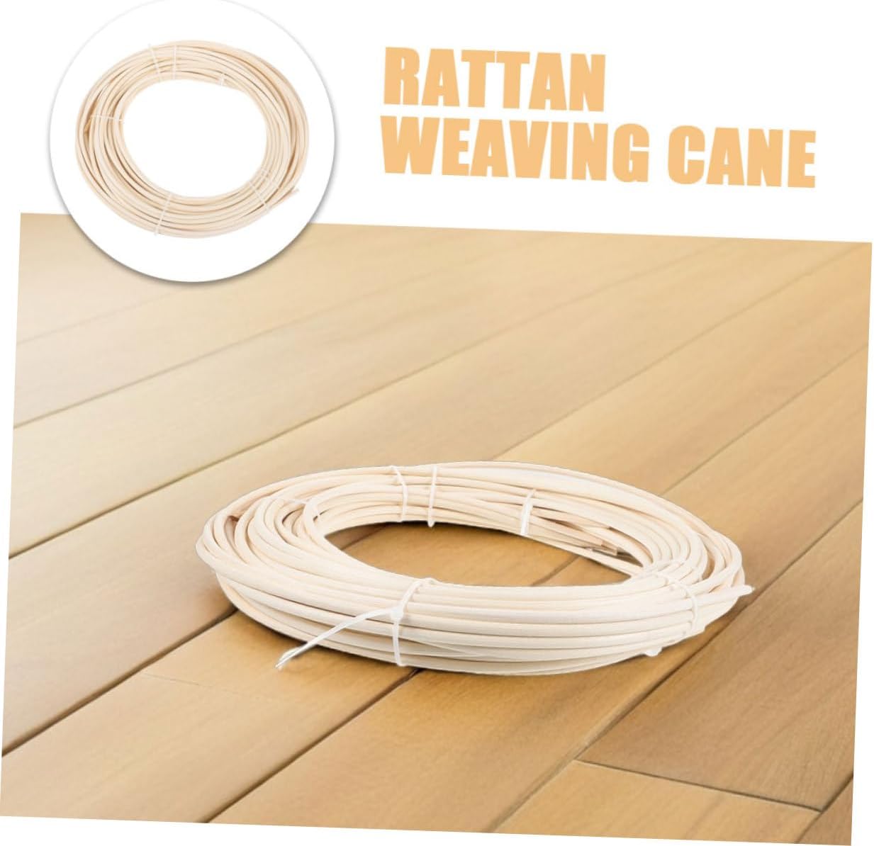 Veemoon 3 Rolls Basket Round Reed: 5mm Coil Weaving Rattan Reeds - 250g Furniture Chair Making Canes - Natural Rattan Weaving Material for Repairing