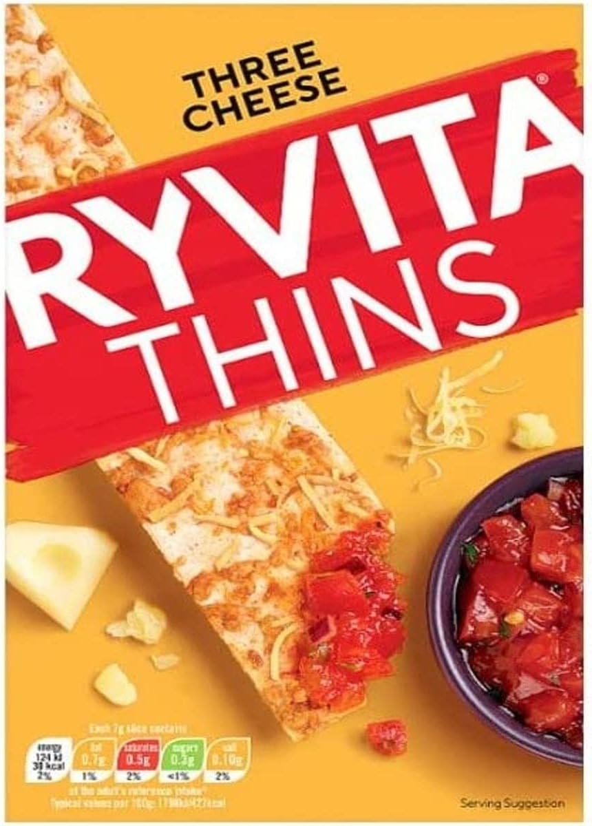 Ryvita Thins Flatbreads, Three Cheese, 125 g