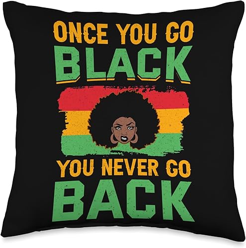 African Pride Afro Black History Month Clothing Never Go Back African Black History Throw Pillow, 16x16, Multicolor