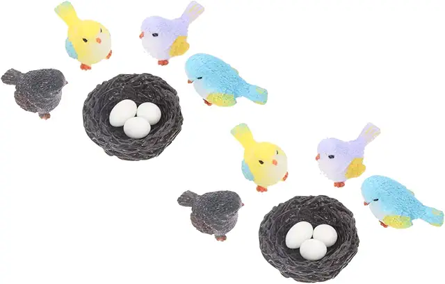 IWOWHERO 2 Set Miniature Bird Figurines - Beeldjes Vogeltjes voor Tuindecoratie