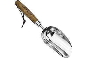 Professional Grade Stainless Steel Dirt Scoop with Ergonomic Wood Handle