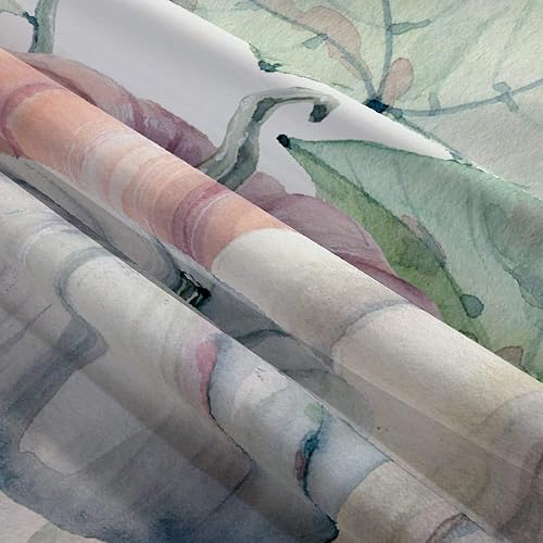 Miniatura 6 de Cortinas de ducha de calabaza verde azulado otoñal, lindo juego de cortina de ducha de tela de calabaza de acuarela de otoño para decoración de baño