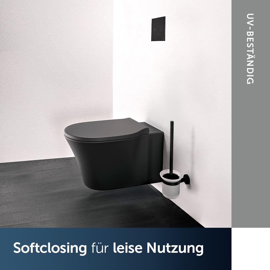 Ideal Standard Connect Air WC-Sitz mit Softclose, Wrapover – Schwarz Matt | Abnehmbarer WC-Sitz mit Absenkautomatik (Softclose) und robusten Edelstahl-Scharniere, E0368V3